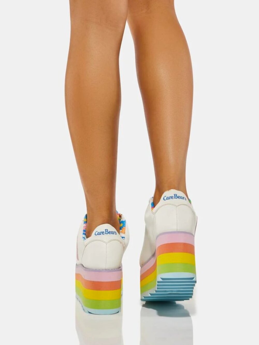 YRU  / Dolls Kill Care Bears Rainbow Heart Platform Sneakers, Size 6 - Picture 4 of 10